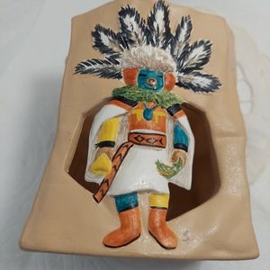 Hopi Kachina Luminary paper votive holder ceramic, signed